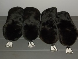 PING Head Cover Set Black Karsten Plush Fuzzy With Tags 1 3 5 Blank Wood Vintage - $115.00