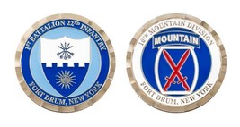 ARMY FORT DRUM NEW YORK 10TH MOUNTAIN DIVISION 1.75&quot; CHALLENGE COIN - £27.37 GBP