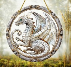 &quot;Elegant White Dragon Sun Catcher - Intricate Fantasy Decor for Window D... - $24.74