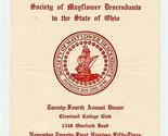Cleveland Colony Society of Mayflower Descendants Ohio Dinner Menu Progr... - $27.72