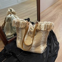 Fouieux New Tote Bags Women Spring Summer Travel Designer  Bag Weave Tel Fashion - £63.28 GBP
