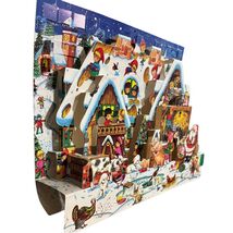Vintage Cleo Christmas Pop Up Advent Calendar 3D Movable Santa Farm Chil... - $17.82