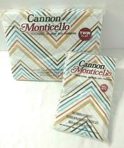 Cannon Sunray Stripe Chevron Zig Zag Twin Flat Sheet + Pillowcases NEW S... - $37.57