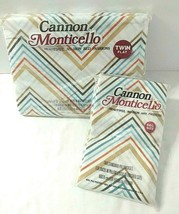 Cannon Sunray Stripe Chevron Zig Zag Twin Flat Sheet + Pillowcases NEW SEALED  - £28.06 GBP