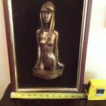 VINTAGE TOUCH OF BRONZE 3-D HAND MADE COLD CAST TOPLESS WOMAN FRAMED SCU... - £155.31 GBP