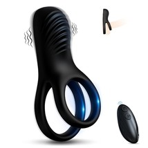 Vibrating Cock Ring With Clitoral Stimulator, Silicone Penis Ring Vibrator With  - £25.19 GBP