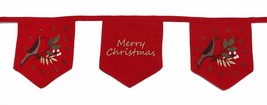 Peggy Wilkins Textiles Christmas Robin Embroidered Red Bunting 16cm x 210cm - £23.58 GBP