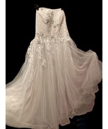 Oleg Cassini David&#39;s Bridal Beaded Champagne Tulle Prom Formal Gown - $42.08