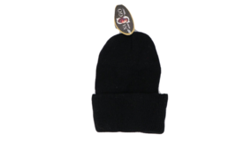 NOS Vintage 90s Streetwear Youth Blank Winter Knit Beanie Hat Cap Black ... - $22.23