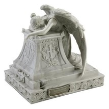 Adult 215 Cubic Inch Angel Mourning Sculptured Resin Cremation Urn w. Nameplate - £167.82 GBP