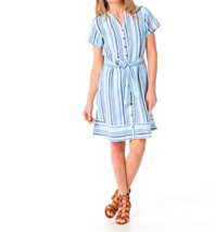 Isaac Mizrahi Stripe Button Front Shirt Dress- Blue, PLUS 18 - £20.00 GBP