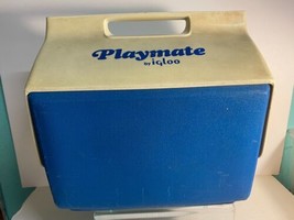 Vintage 1980s Playmate By Igloo Cooler Blue &amp; White Ice Chest Large Size 16qt - £31.60 GBP
