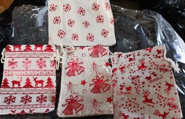 20 Pcs Jewelry Bags Drawstring Canvas Christmas Tree Pouches for Gift Pa... - £14.01 GBP