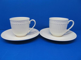 Mikasa Italian Countryside Cups &amp; Saucers Stoneware Ribbed 2 Sets - $15.00