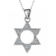 Diamant Juif Étoile de David Pendentif Jaseron Collier 16 &quot; 14k or Blanc 0.34 CT - £457.36 GBP