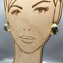 Vintage Tapered Hoop Stud Earrings, Gold Tone with Sage Green Swirl Enam... - £22.37 GBP