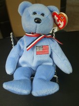 Ty Beanie Baby &quot;America the Bear&quot; Plush Toy with Hologram Tush Tag - $10.78