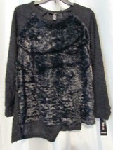 NWT Style &amp; Co. Faux Fur Front Sweater Deep Black M Org $49.50 - £7.34 GBP