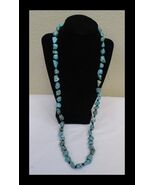 Turquoise Nugget Statement Necklace 33&quot; with 2&quot; Extender N049 - $34.83 CAD