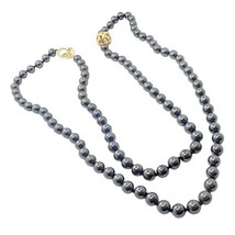 Authentic! Angela Cummings 18k Yellow Gold Hematite Bead 38&quot; Long Necklace 1988 - £4,579.71 GBP