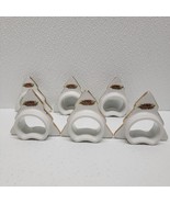 Vtg. Ceramic Christmas Tree Napkin Rings Porcelain Gold Trim Japan 1988 ... - $17.62 CAD