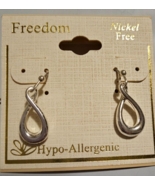 Freedom Brand French Wire Earrings Silver Tone Glossy Finish Teardrop Sh... - $13.07