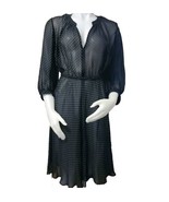 Akris Mulberry Silk Dress Womens Small Sheer Black Two Tone Polka Dot Fi... - $179.50