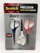 3M Scotch Precision Ultra Edge 8&quot; Scissor Scissors 3 count 3-8 inch 3 inch 8 in - £14.21 GBP