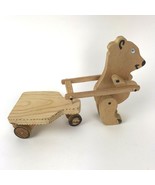 Vintage Hand Made Wood Folk Art Toy Bear Acrobatic Spinning Wheels kitsch - $32.60