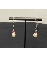 Artisan Made Cultured Pearl and Swarovski Crystal Drop Pierced Earrings - $173.21 MXN