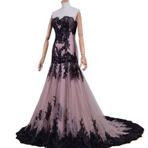 Kivary Gothic Black Lace Mermaid Long Formal Corset Sweetheart Prom Evening Dres - £134.49 GBP