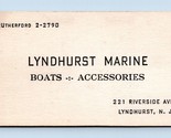 Lyndhurst Marine Boats and Accessories Vintage Business Card Lyndhurst N... - $9.85