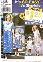 Simplicity Sewing Pattern 7528 Misses Child&#39;s Dress &amp; Hat Matching - £6.91 GBP
