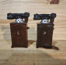 Vintage Miniature Telephone on Stand Ceramic Salt and Pepper Shakers Christmas - £7.20 GBP