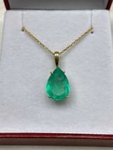 3.00 CT Poire Coupe Véritable Vert Émeraude Collier W/18 &quot; 925 Argent Sterling - $47.58