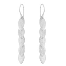 Nature’s Beauty Stacked Leaves Satin Brushed Sterling Silver Dangle Earrings - £10.75 GBP