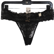 Etam Black Stretch Lace Thong Panties Size Large - £7.64 GBP