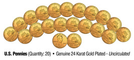 Lot Of 20 Lincoln Bicentennial 2009 Pennies Unc Coins 24K Gold Plated Presidency - £9.71 GBP