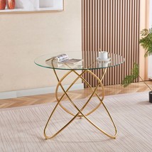 Modern Gold Leg Tempered Glass Dining Table, Space-Saving Kitchen Living - $213.99