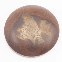 Brass Inlaid Wood Bird Paperweight - $49.44