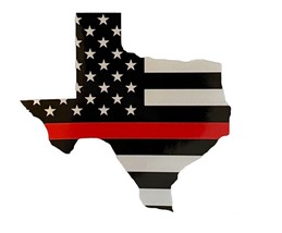 TEXAS Thin Red Line USA Flag Reflective Decal Sticker Fire Fighter EMS - £6.21 GBP