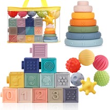 Montessori Toys For Babies Soft Stacking Building Blocks Rings Balls Sets 3 In 1 - £47.55 GBP