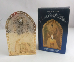 Vintage Giftco Gold Plated Brass Votive Candle Holder Christmas Nativity... - $5.89
