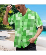Men&#39;s Game Inspired Green Pixel Hawaiian Shirt (Made in USA) - $38.00+