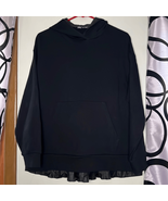 Zara Black Chiffon Pleated Back Pullover Hoodie - £19.41 GBP