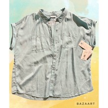 Westbound Turquoise Tencel Soft Wash Button Down Blouse With Cuffed Slee... - £17.36 GBP