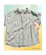 Westbound Turquoise Tencel Soft Wash Button Down Blouse With Cuffed Sleeved NWT - $21.78