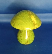 Vintage MCM Italy Hand Carved Alabaster Stone Green Mushroom Paperweight - £33.70 GBP