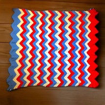 Vintage HANDMADE 50x56 Afghan RED WHITE BLUE Patriotic FLAG Quilt Throw ... - $19.38