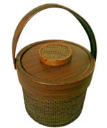 Vintage Brown Wicker Ice Bucket Elmar Manufacturing USA  - $24.95